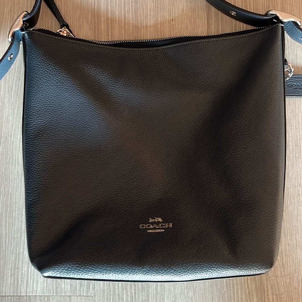 Coach denim blue leather large crossbody